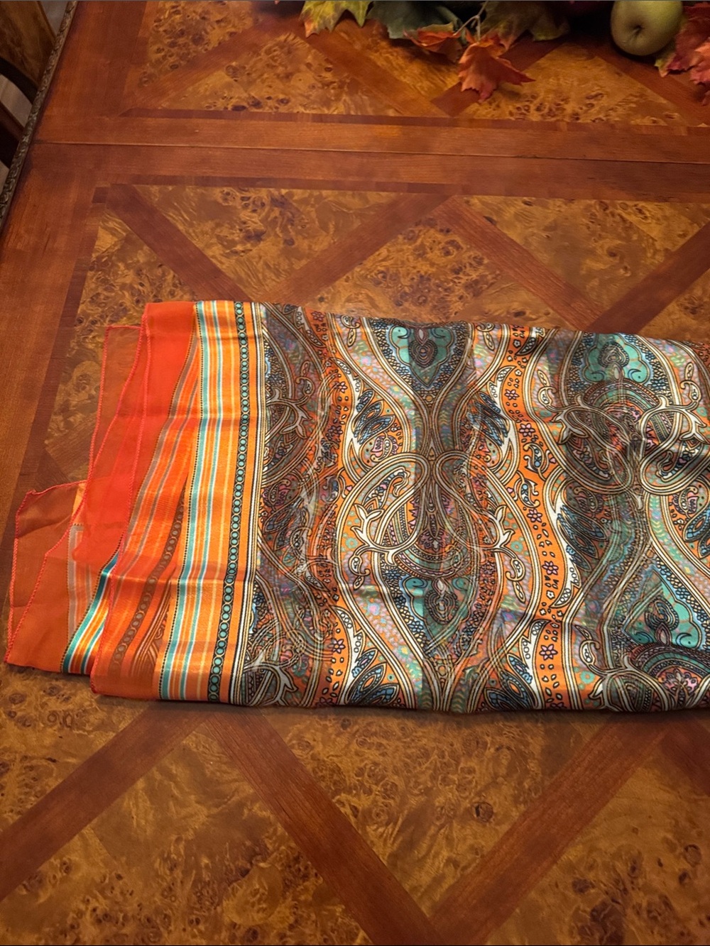 Decorative Orange Paisley women scarf
